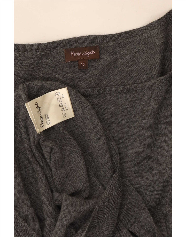 Phase Eight Womens Front Tie Short Sleeves Jumper Dress UK 12 Medium Grey