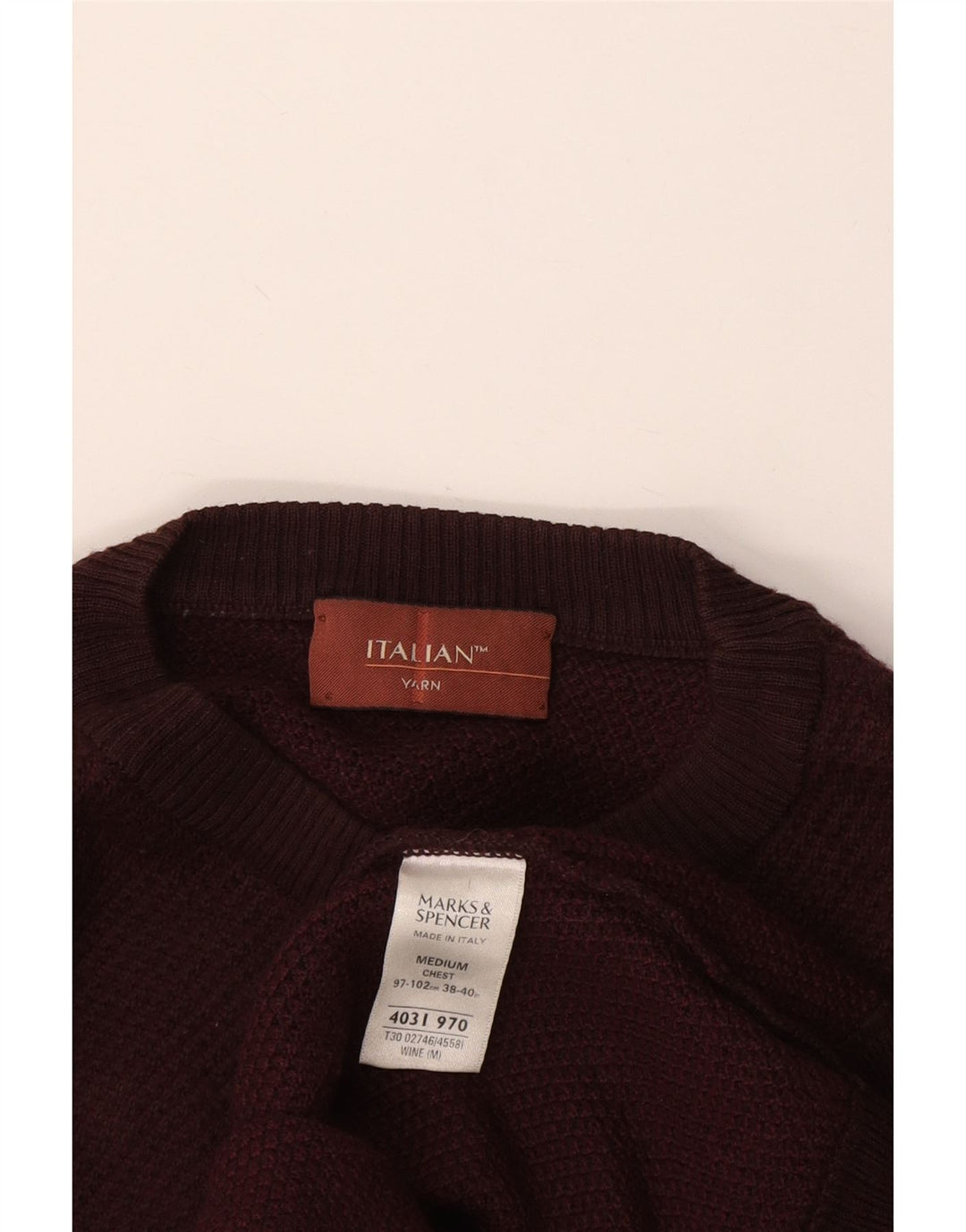 Marks & Spencer Mens Crew Neck Jumper Sweater Medium Burgundy Acrylic