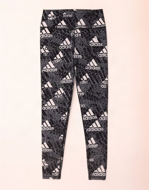 Adidas Womens Graphic Leggings UK 12/14 Medium Black Polyester