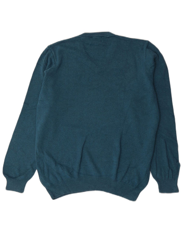 Marks & Spencer Mens V-Neck Jumper Sweater Large Blue Cotton
