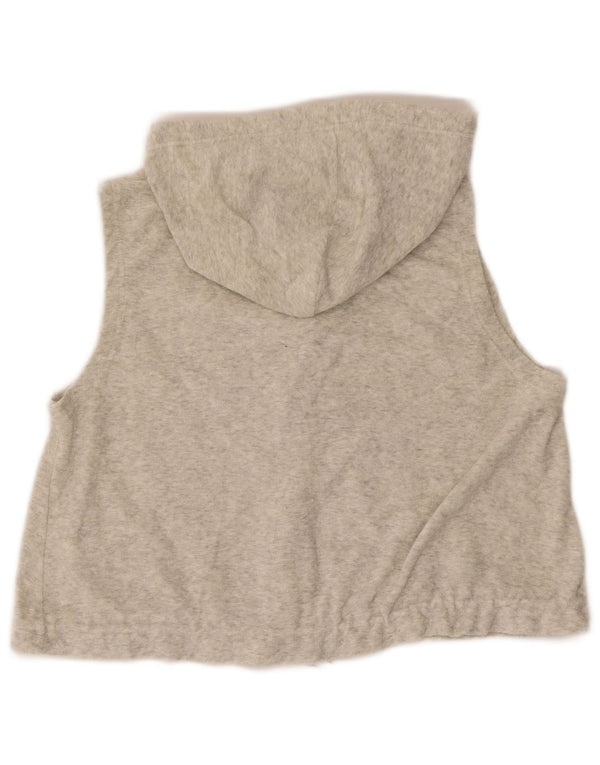 Lotto Womens Crop Sleeveless Velvet Tracksuit Top Jacket UK 14 Medium Grey