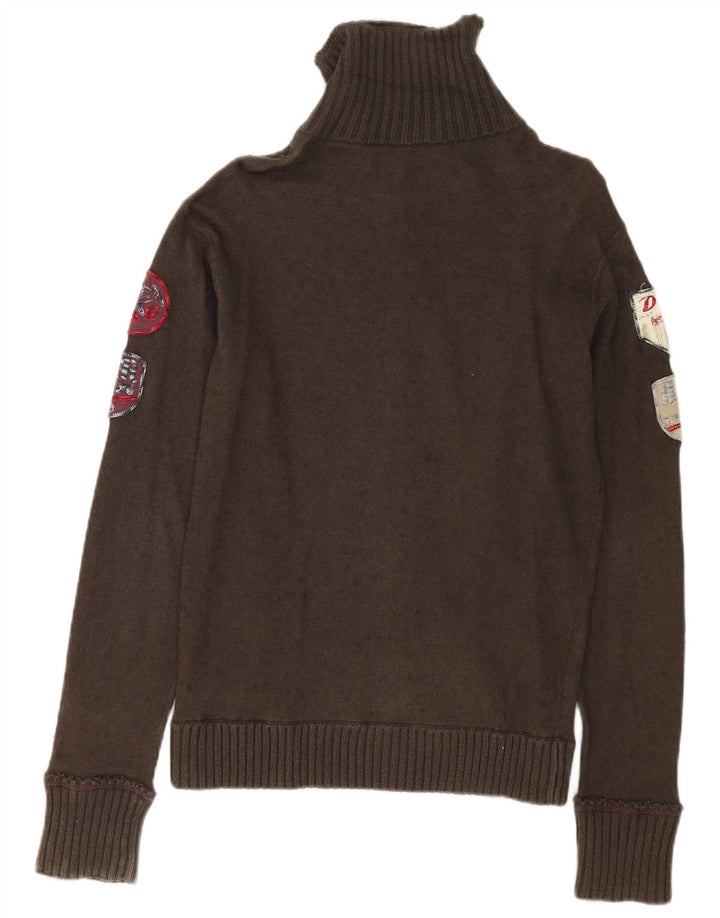 Diesel Mens Graphic Cardigan Sweater Large Khaki Cotton