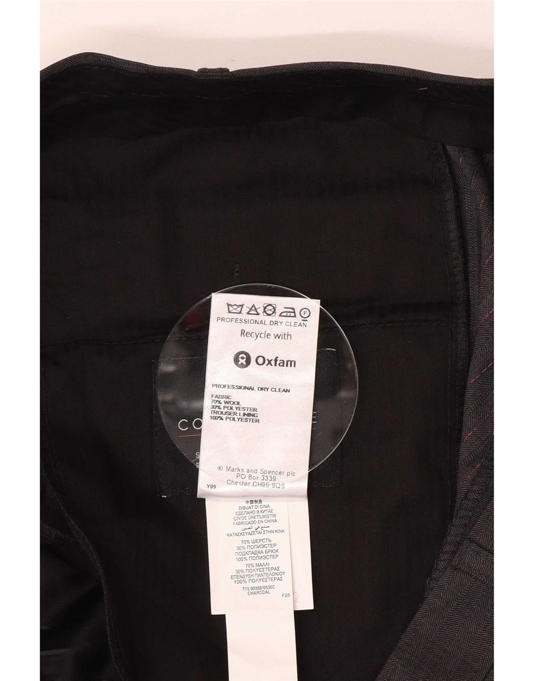 Marks & Spencer Mens Straight Suit Trousers W40 L33 Grey Wool