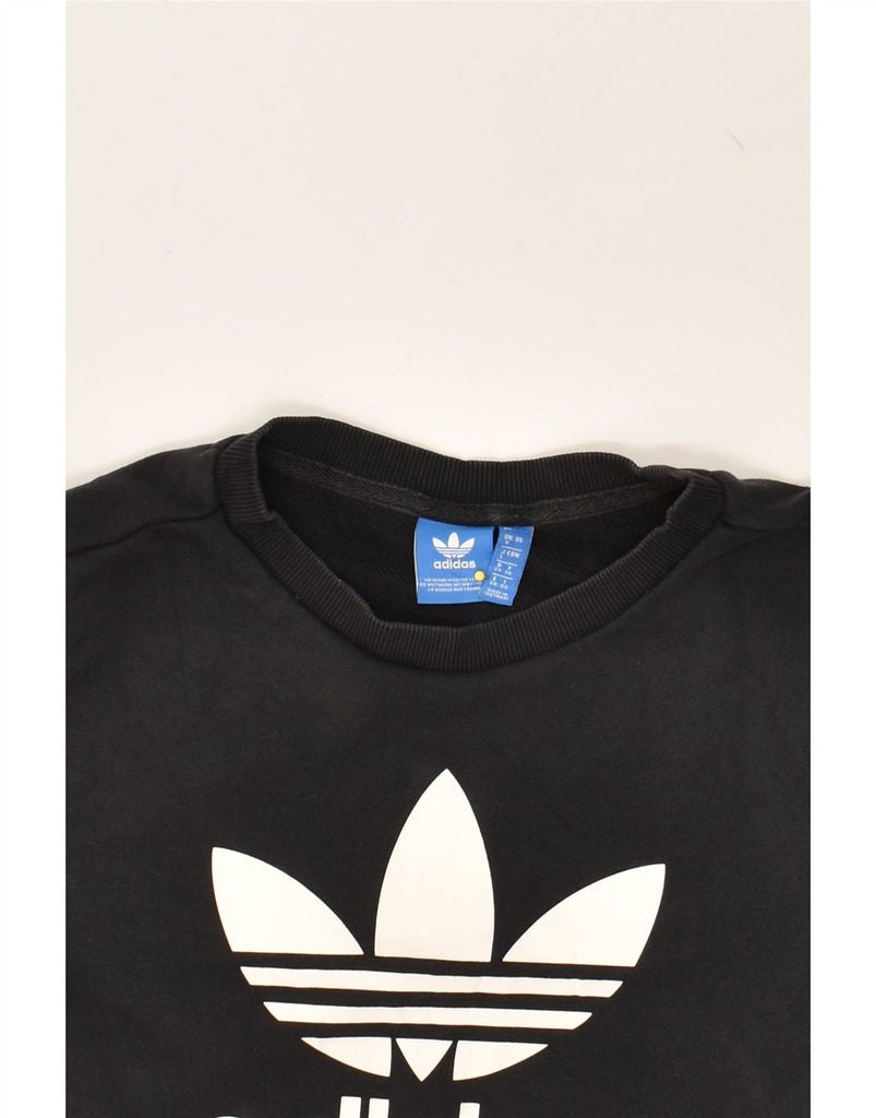 ADIDAS Womens Graphic Sweatshirt Jumper UK 8 Small Black Cotton | Vintage Adidas | Thrift | Second-Hand Adidas | Used Clothing | Messina Hembry 