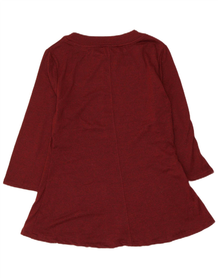 MARKS & SPENCER Womens 3/4 Sleeve Blouse Top UK 12 Medium Burgundy Flecked