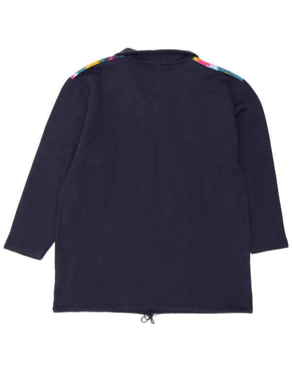 Vintage Mens Zip Neck Pullover Tracksuit Top Large Navy Blue Geometric