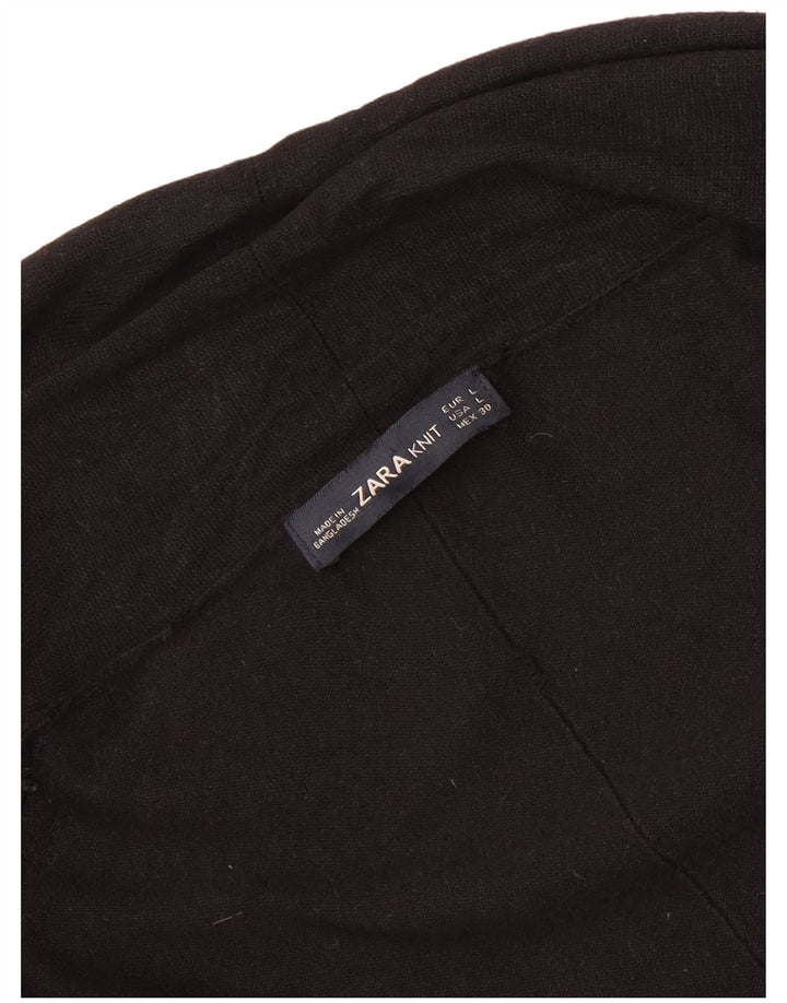 Zara Womens Open Cardigan Sweater UK 14 Large Black