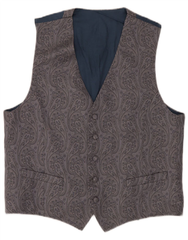 Vintage Mens Waistcoat Small Grey Paisley