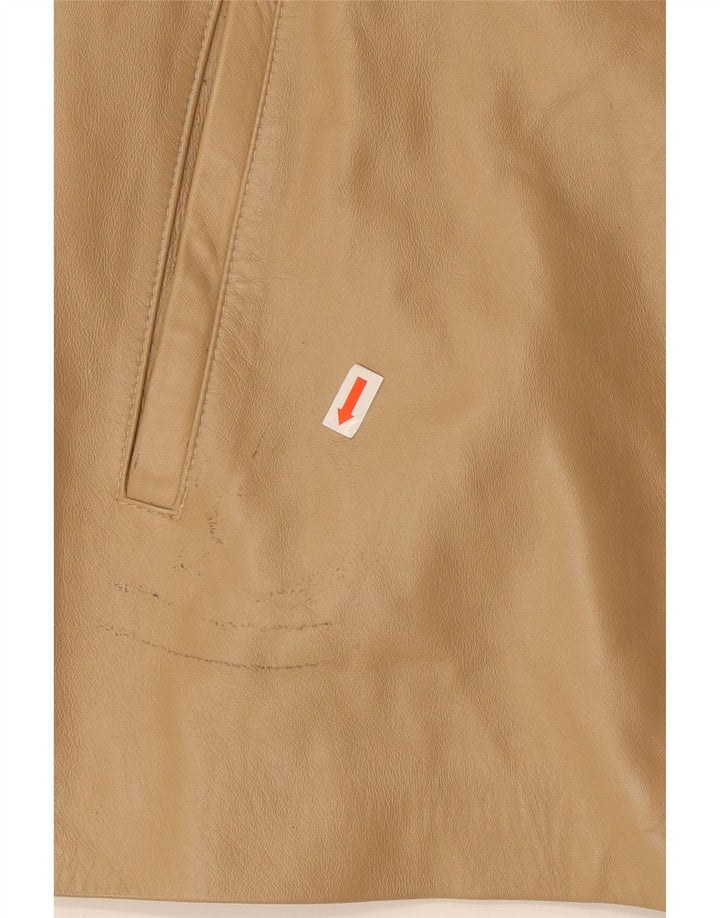 Vintage Womens Leather Jacket UK 16 Large Beige