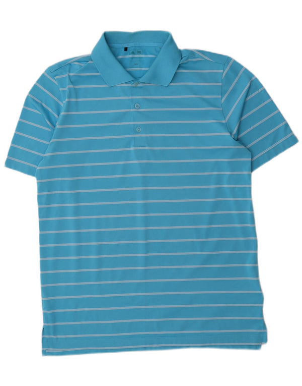 Adidas Mens Polo Shirt Medium Blue Striped Polyester