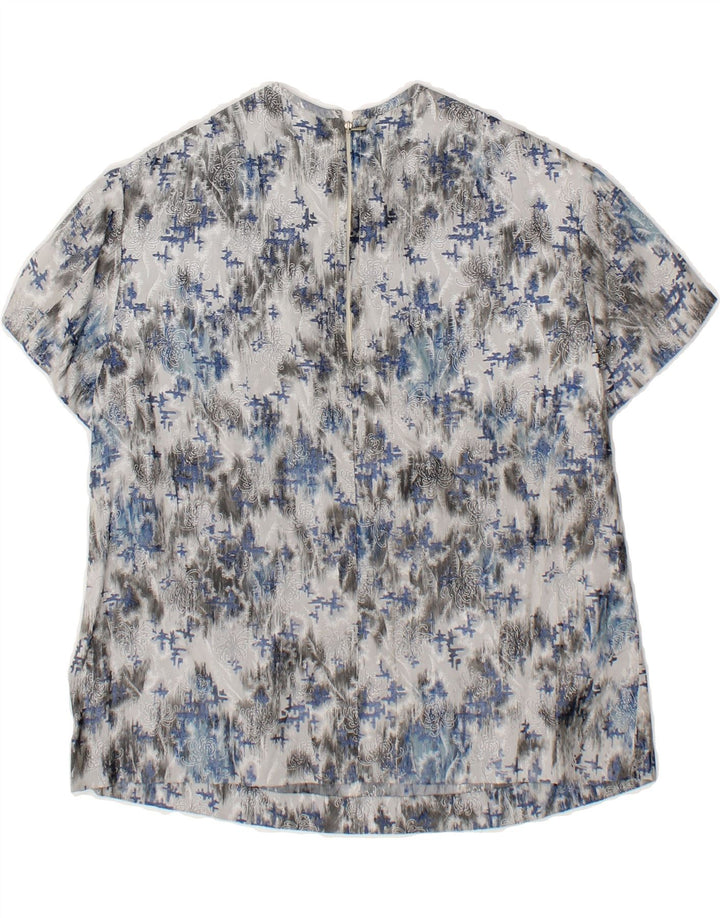 VINTAGE Womens Abstract Pattern Blouse Top UK 10 Small Grey Vintage Vintage and Second-Hand Vintage from Messina Hembry 