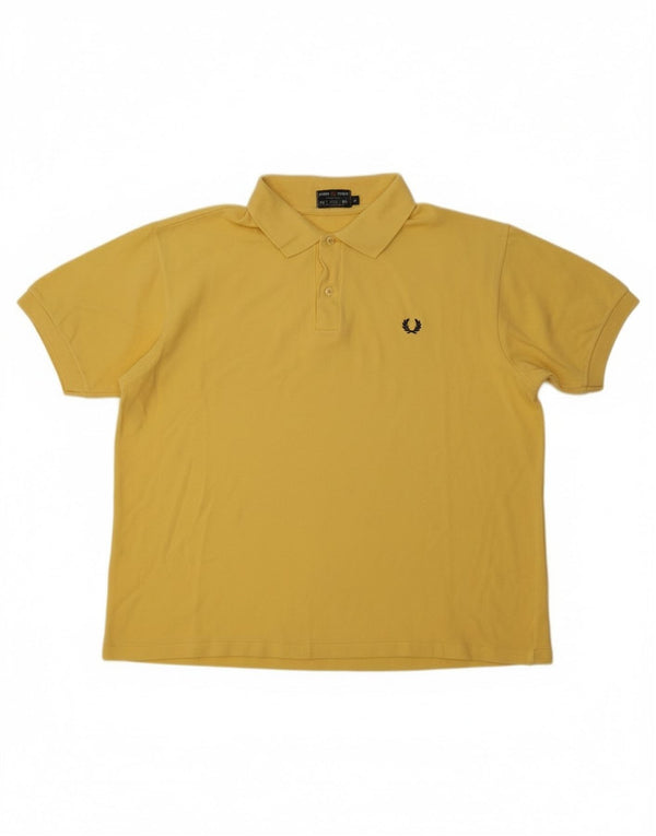 Fred Perry Mens Polo Shirt Large Yellow Cotton