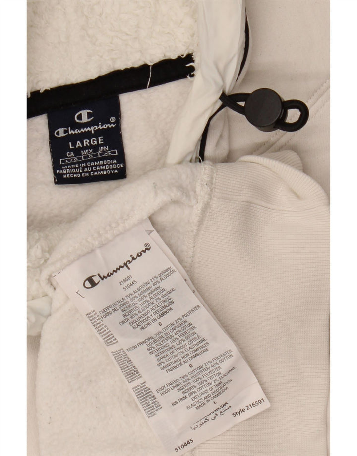 CHAMPION Womens Hoodie Jumper UK 16 Large White Cotton