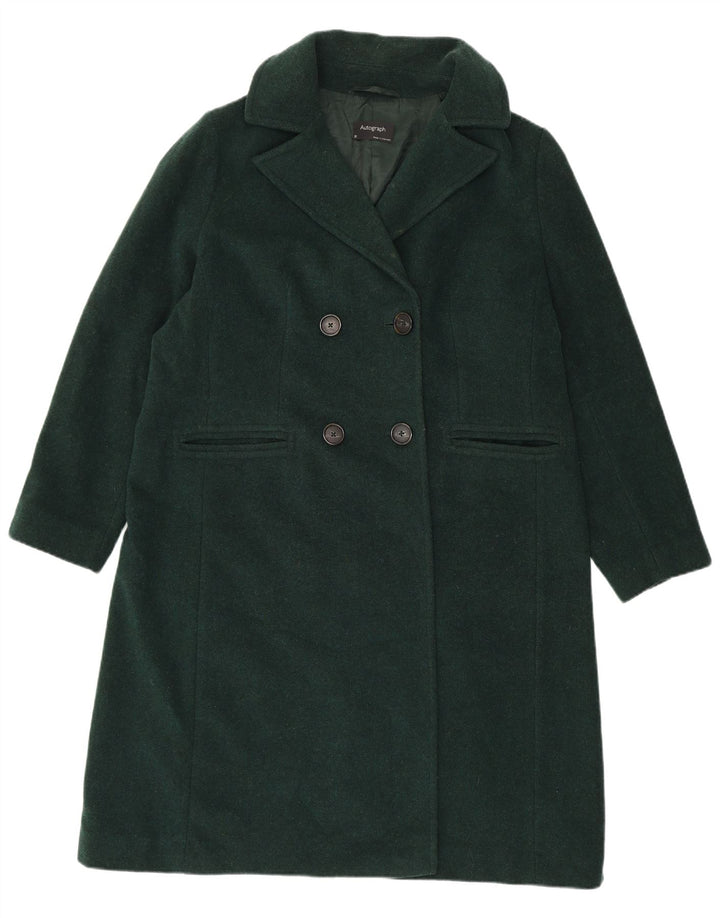 Marks & Spencer Womens Double Breasted Coat UK 20 2XL Green Wool