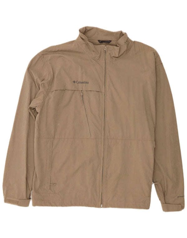 Columbia Mens Omni-Heat Rain Jacket UK 44 2XL Beige Cotton