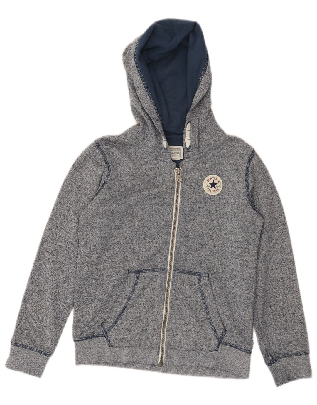 CONVERSE Boys All Star Zip Hoodie Sweater 5-6 Years Blue Flecked Cotton