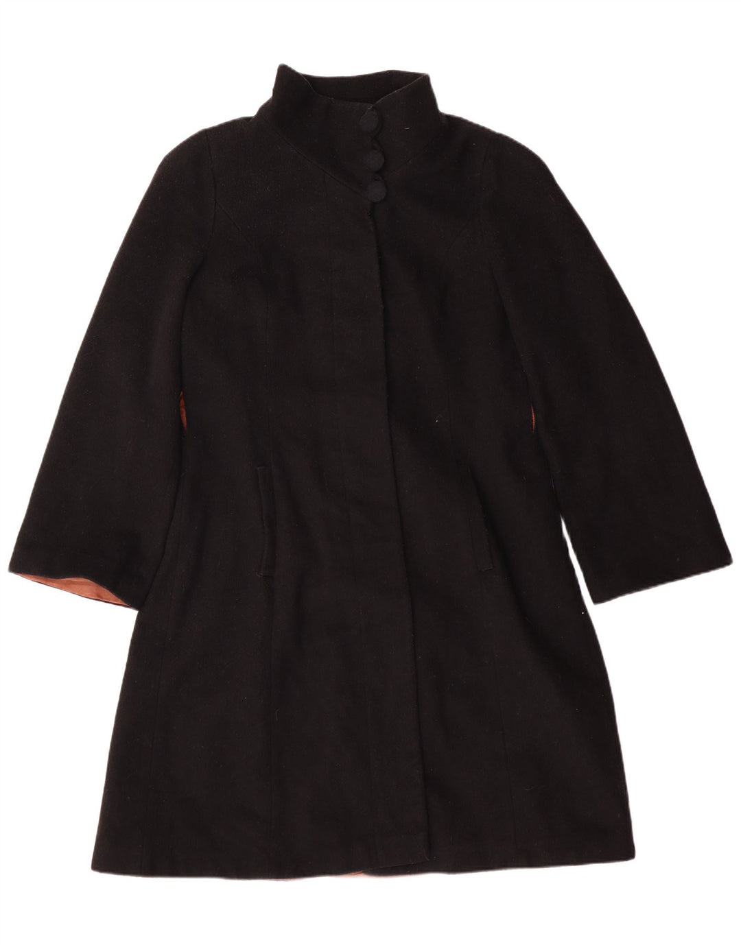 LAURA ASHLEY Womens Overcoat UK 12 Medium  Black Wool