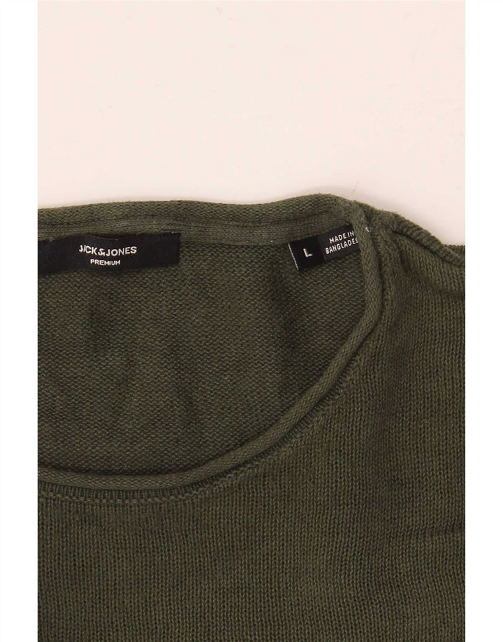 Jack & Jones Mens Crew Neck Jumper Sweater Large Green
