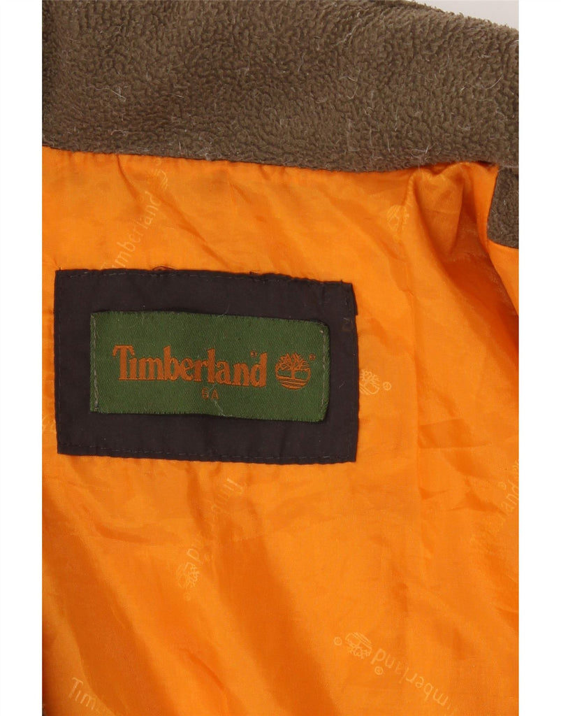 TIMBERLAND Boys Graphic Padded Jacket 5-6 Years Brown Polyester Vintage Timberland and Second-Hand Timberland from Messina Hembry 