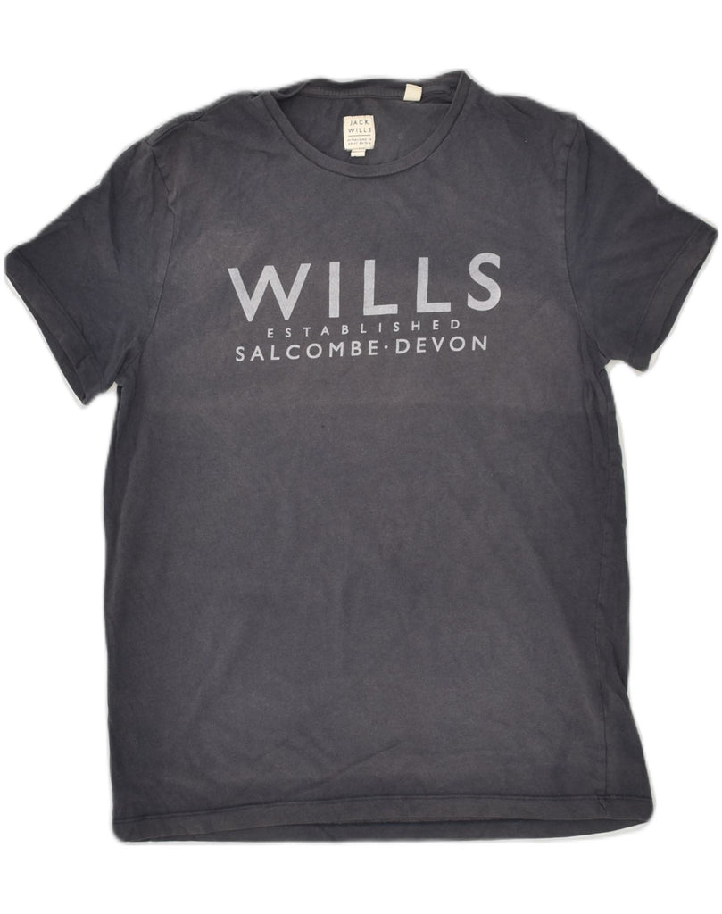 JACK WILLS Mens Graphic T-Shirt Top UK 6 XS  Grey Cotton | Vintage Jack Wills | Thrift | Second-Hand Jack Wills | Used Clothing | Messina Hembry 