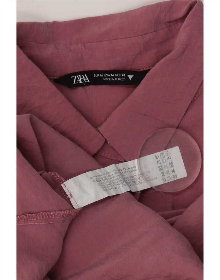 Zara Womens Longline Oversized Shirt Blouse UK 14 Medium Pink Modal