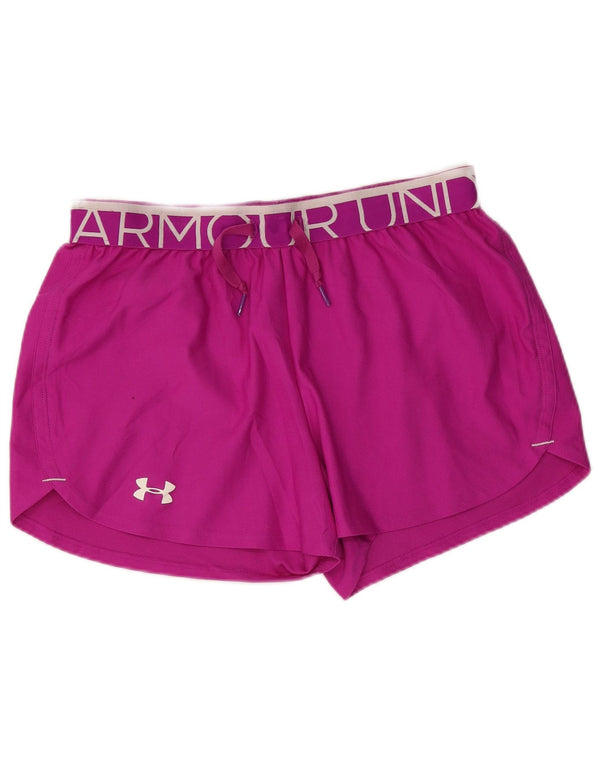 Under Armour Womens Heat Gear Graphic Sport Shorts UK 10 Small Pink