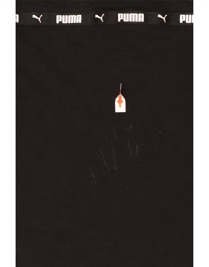 Puma Womens Crop Graphic T-Shirt Top UK 10 Small Black Cotton