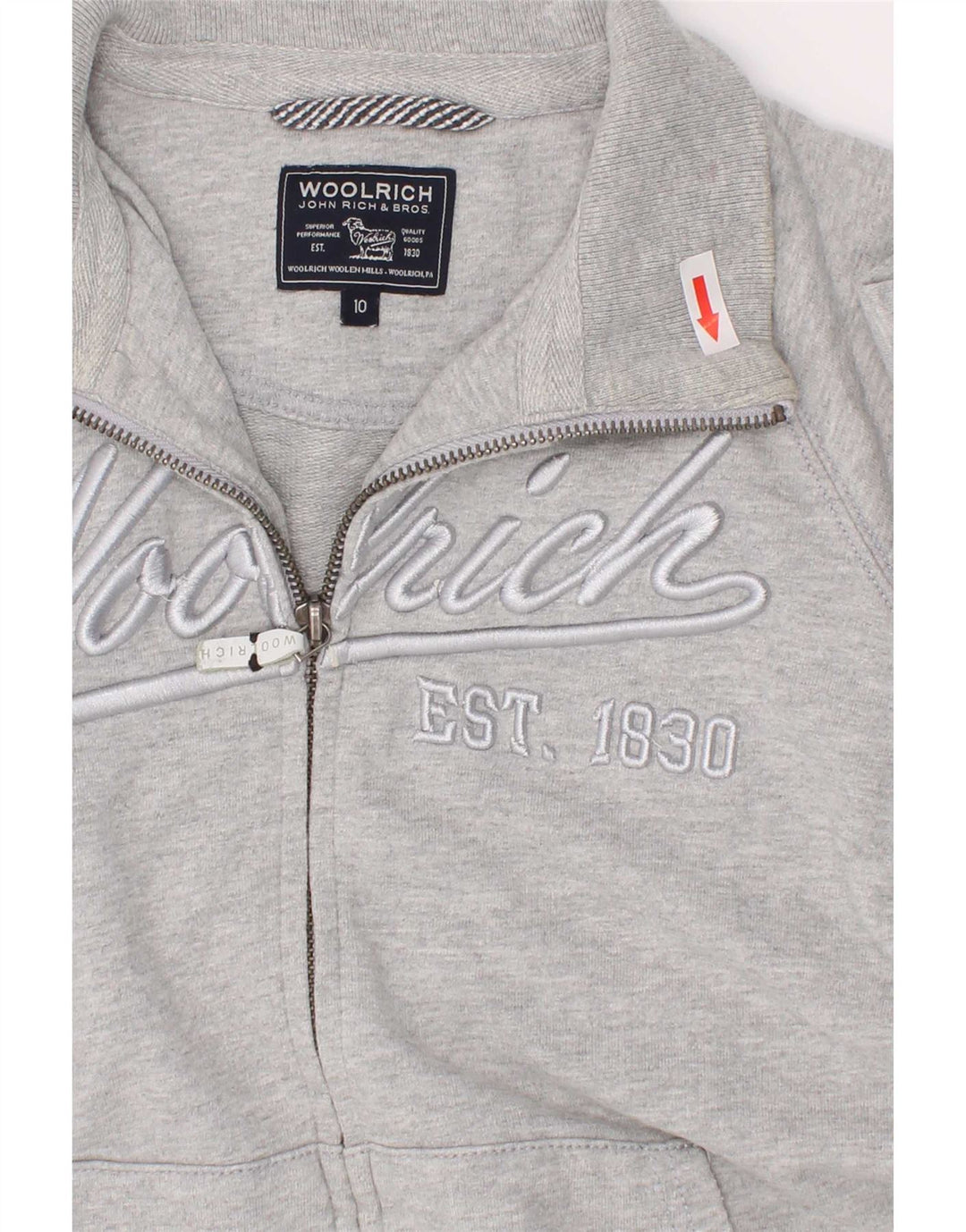 Woolrich Boys Graphic Tracksuit Top Jacket 9-10 Years Grey Flecked Cotton
