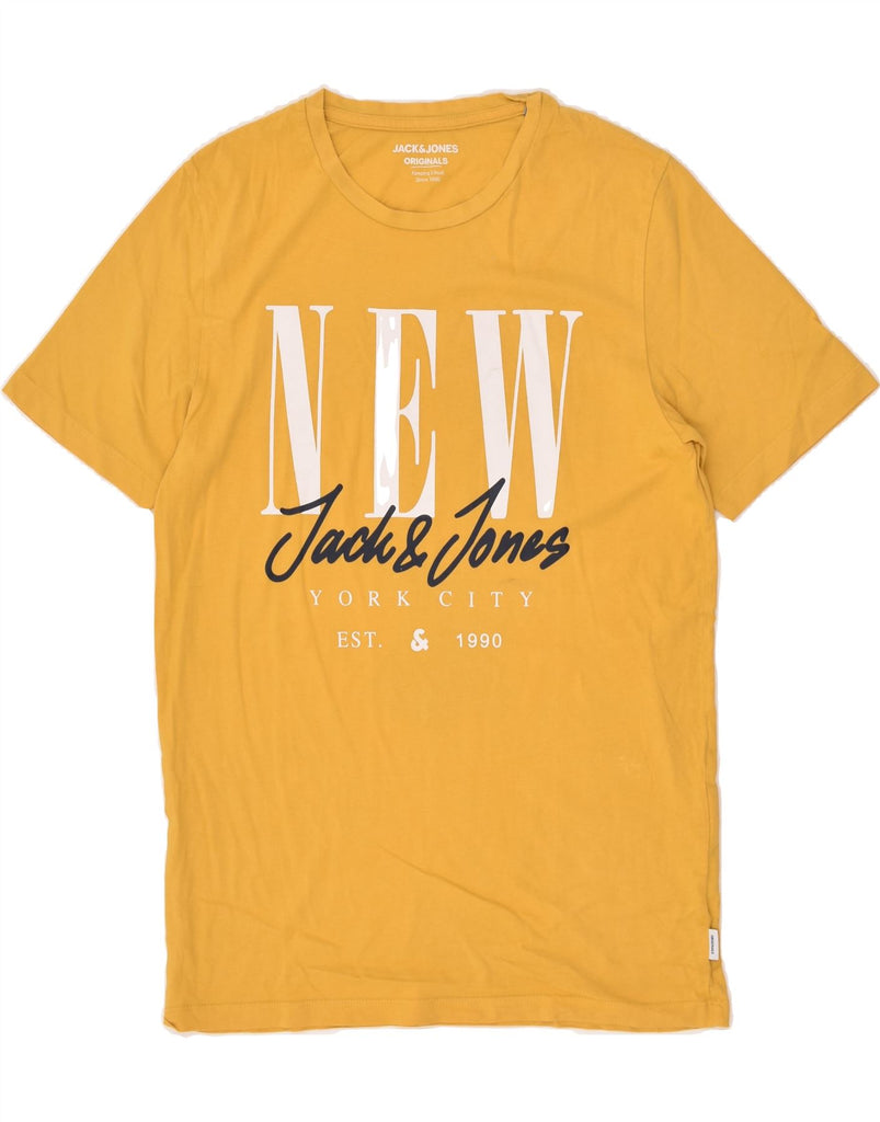 JACK & JONES Mens Graphic T-Shirt Top Medium Yellow Cotton | Vintage Jack & Jones | Thrift | Second-Hand Jack & Jones | Used Clothing | Messina Hembry 