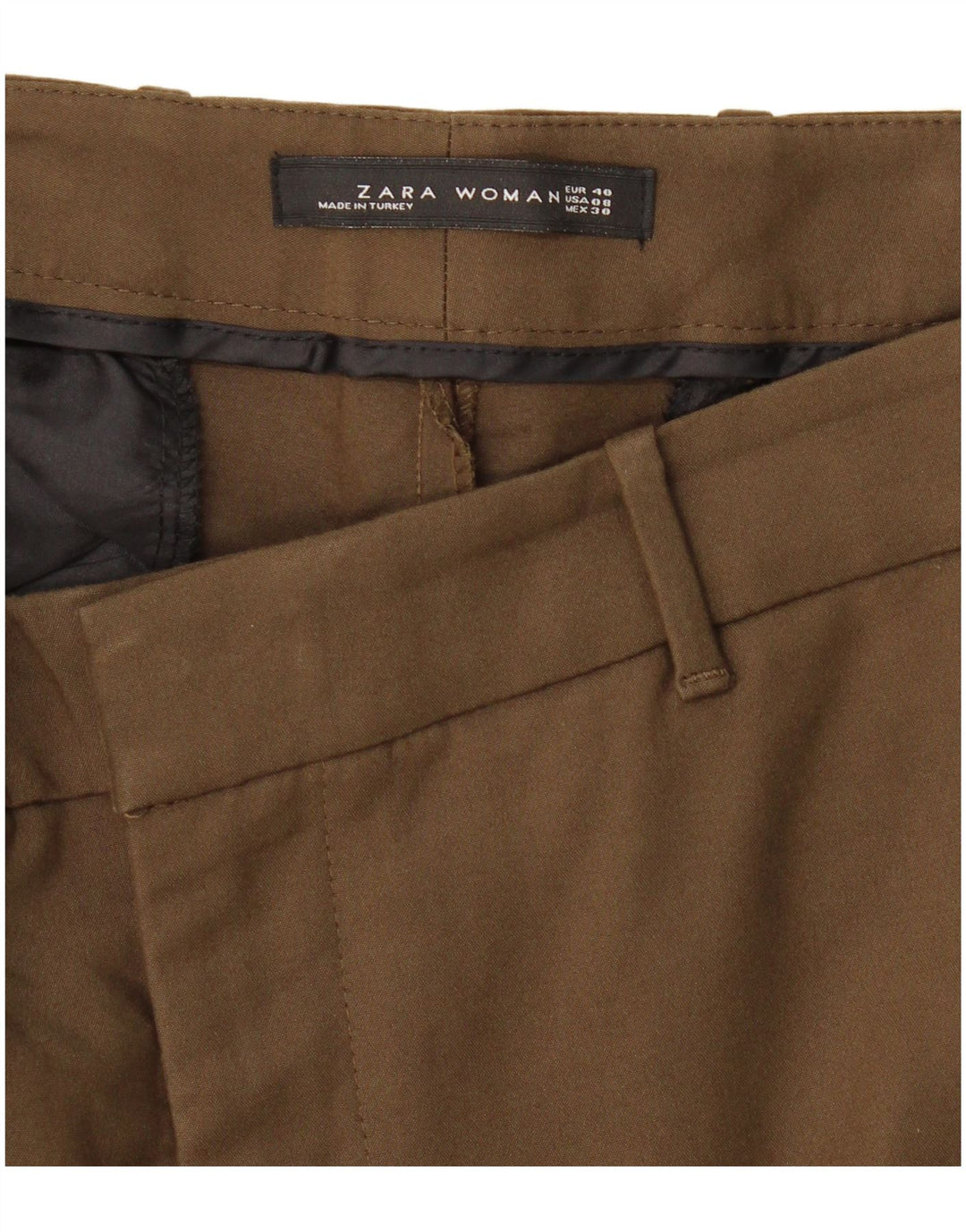 Zara Womens Slim Chino Trousers EU 40 Medium W30 L28 Khaki