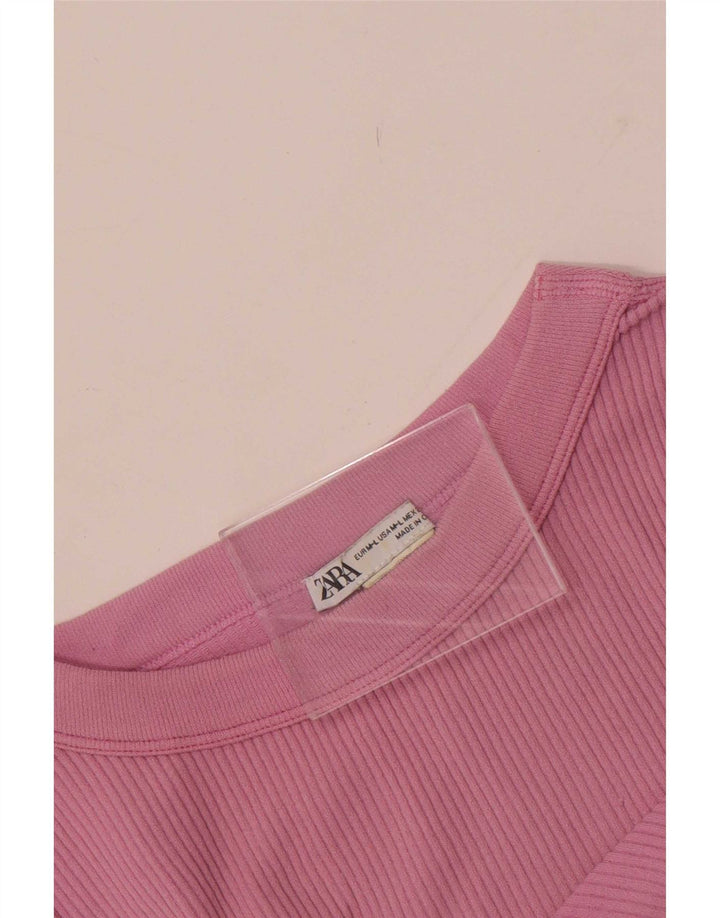 Zara Womens Crop Vest Top UK 12 Medium Pink