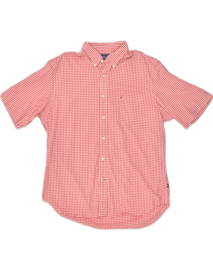 NAUTICA Mens Short Sleeve Shirt XL Red Gingham Cotton | Vintage Nautica | Thrift | Second-Hand Nautica | Used Clothing | Messina Hembry 