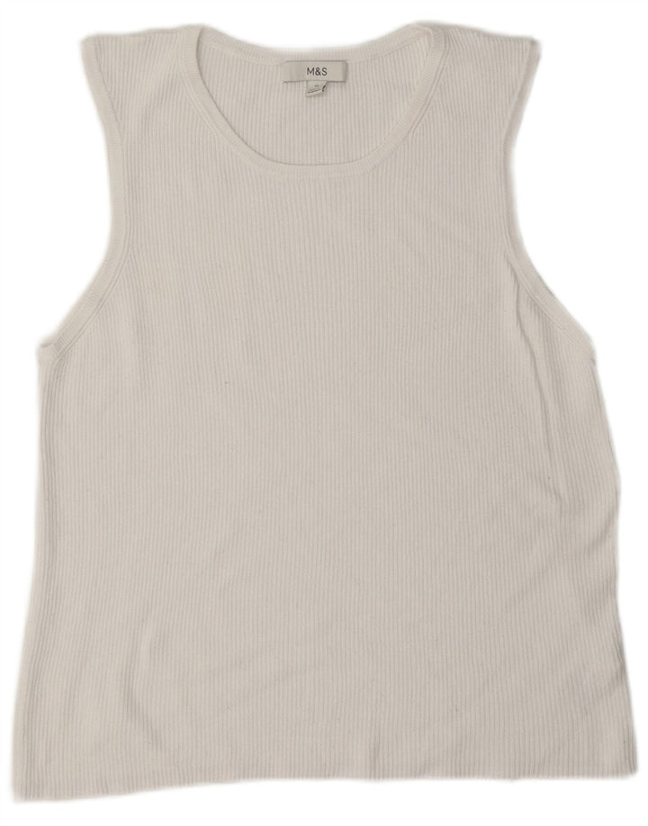Marks & Spencer Womens Vest Top UK 22 3XL White Viscose