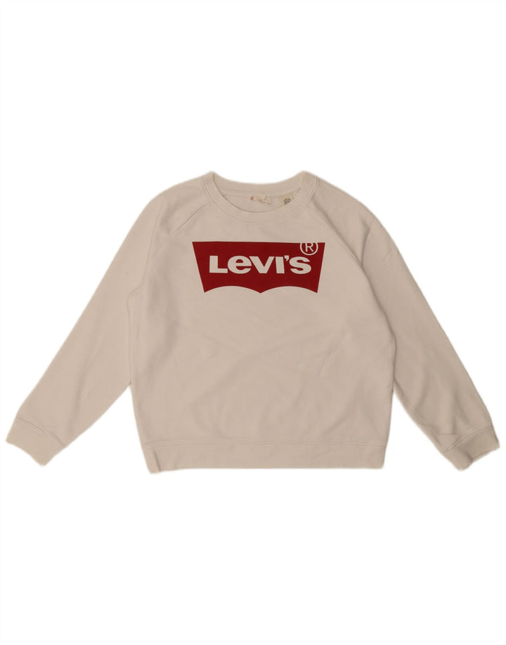 Levi's Womens Graphic Oversized Sweatshirt Jumper UK 6 XS White Cotton