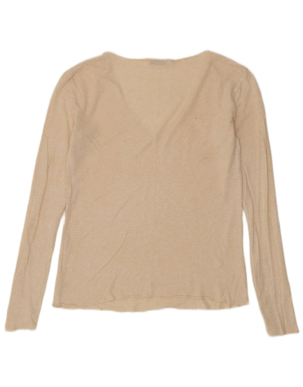 Zara Womens Top Long Sleeve UK 14 Medium Beige