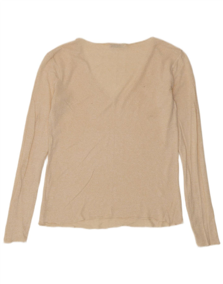 Zara Womens Top Long Sleeve UK 14 Medium Beige