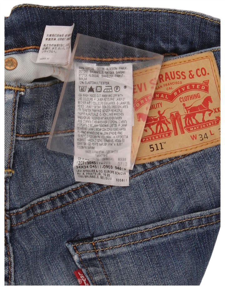 LEVI'S Mens 511 Slim Jeans W34 L34 Blue Cotton
