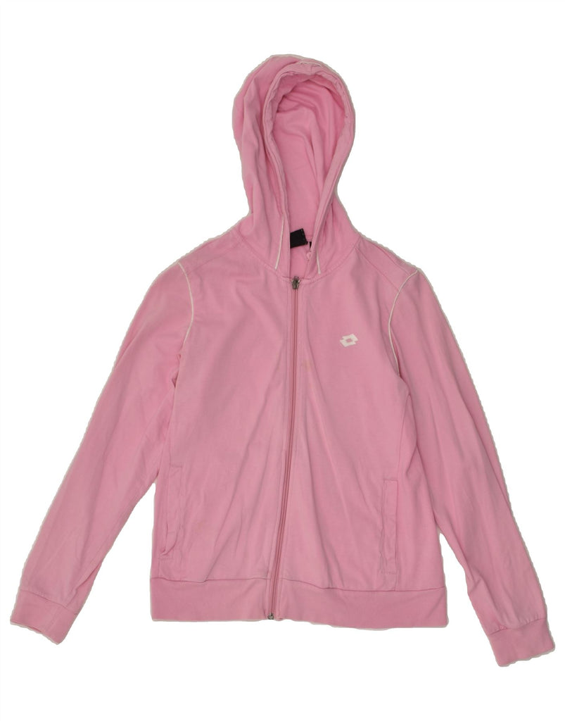 LOTTO Womens Zip Hoodie Sweater UK 10 Small Pink Cotton | Vintage Lotto | Thrift | Second-Hand Lotto | Used Clothing | Messina Hembry 