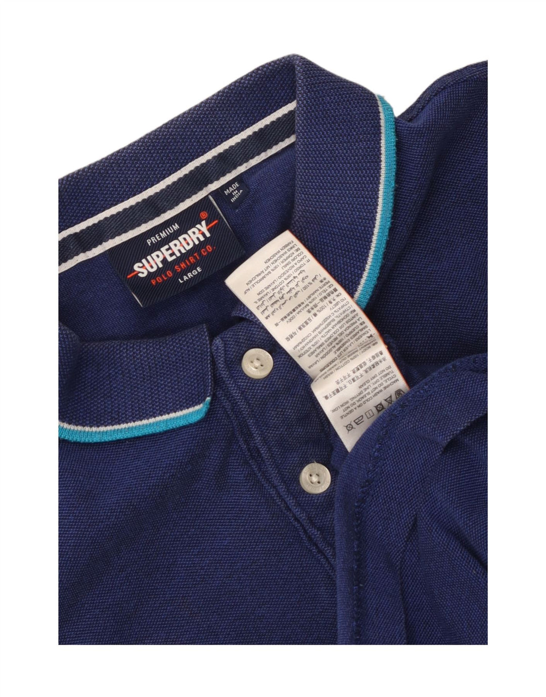 Superdry Mens Polo Shirt Large Blue Cotton