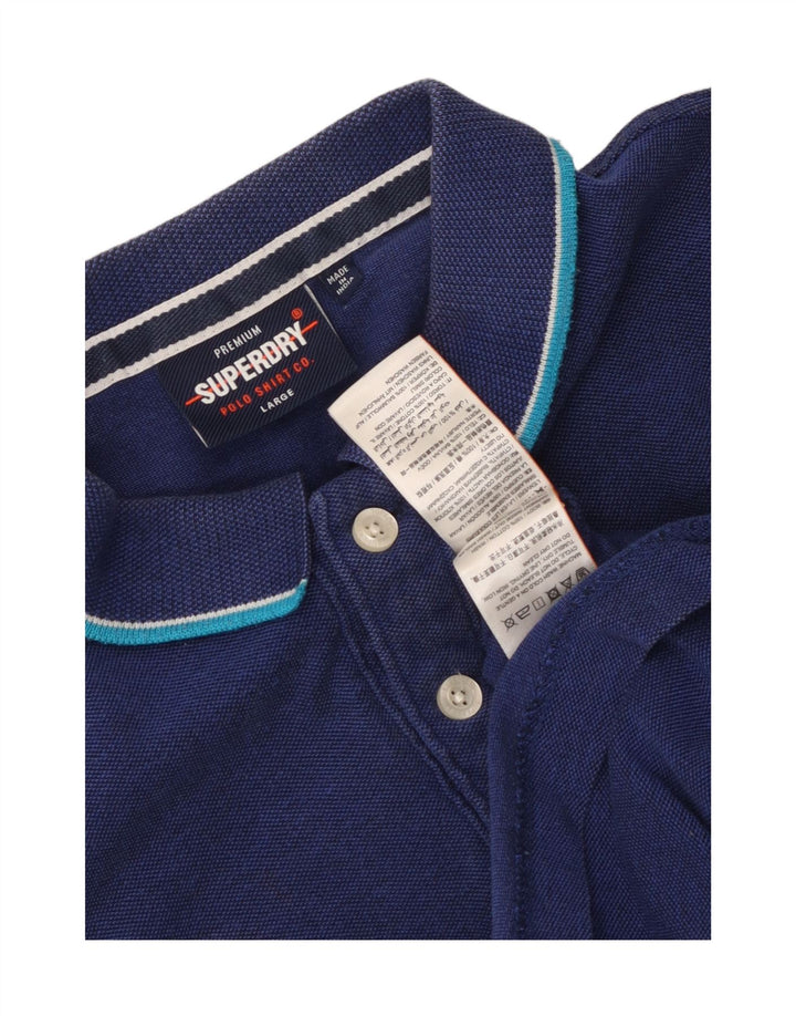 Superdry Mens Polo Shirt Large Blue Cotton