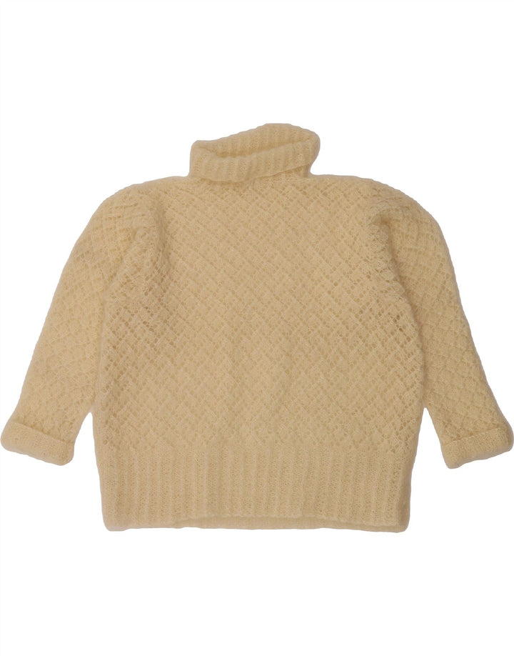 VINTAGE Womens Roll Neck Jumper Sweater UK 14 Medium Beige Vintage Vintage and Second-Hand Vintage from Messina Hembry 