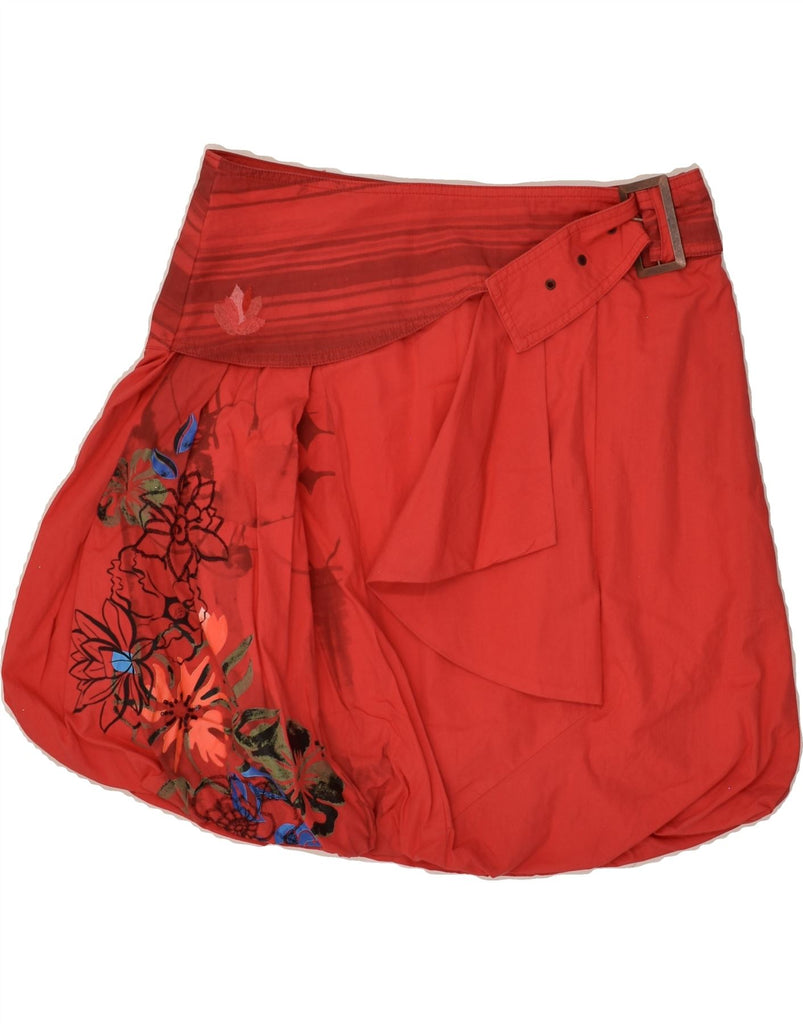 DESIGUAL Womens Graphic Bubble Skirt W30 Medium Red Floral Cotton | Vintage Desigual | Thrift | Second-Hand Desigual | Used Clothing | Messina Hembry 