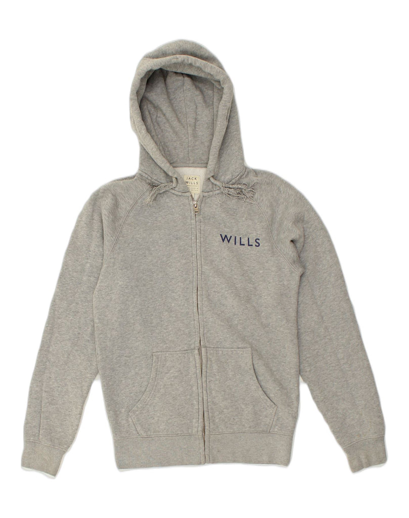 JACK WILLS Mens Graphic Zip Hoodie Sweater XS Grey Cotton | Vintage Jack Wills | Thrift | Second-Hand Jack Wills | Used Clothing | Messina Hembry 