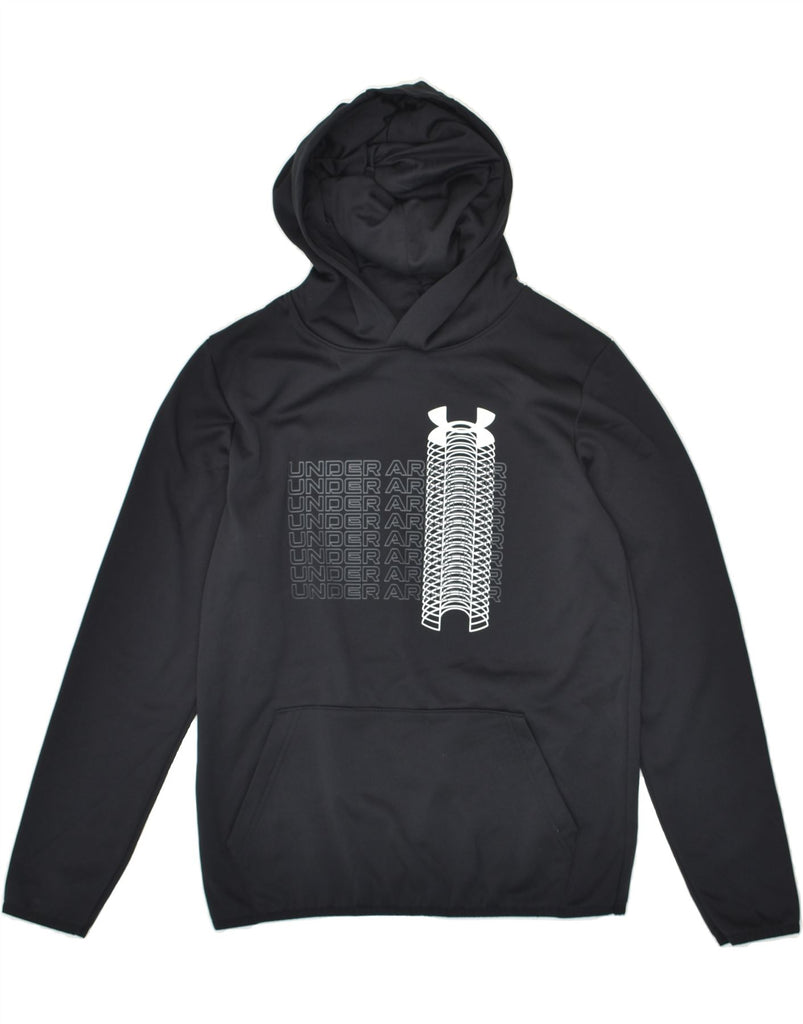 UNDER ARMOUR Boys Graphic Hoodie Jumper 11-12 Years Large Black Polyester Vintage Under Armour and Second-Hand Under Armour from Messina Hembry 