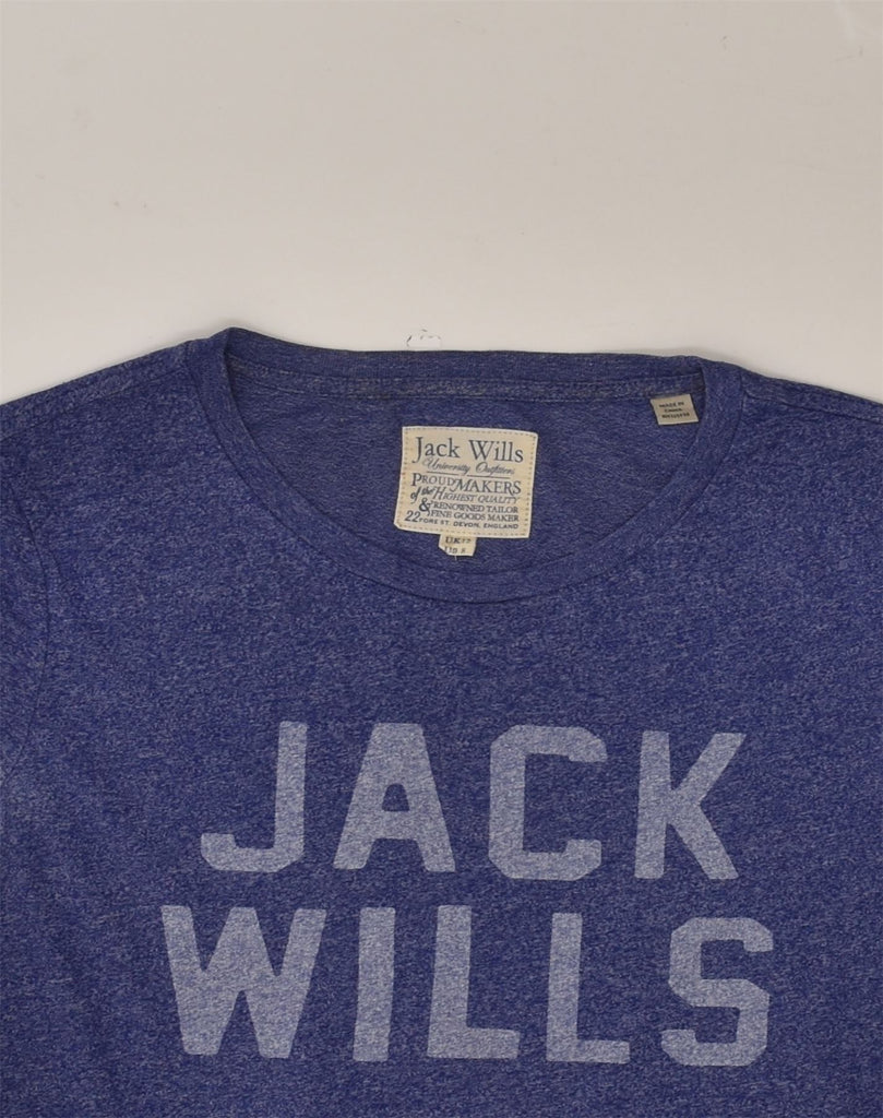 JACK WILLS Womens Graphic T-Shirt Top UK 12 Medium  Navy Blue Cotton | Vintage Jack Wills | Thrift | Second-Hand Jack Wills | Used Clothing | Messina Hembry 