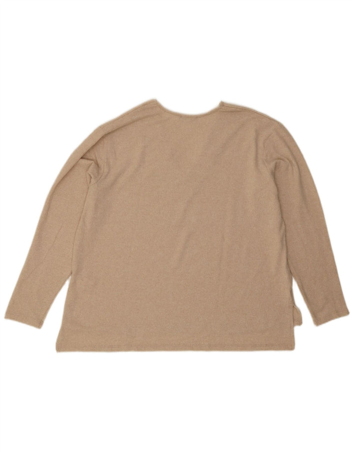Zara Womens V-Neck Jumper Sweater UK 16 Large Beige Polyester