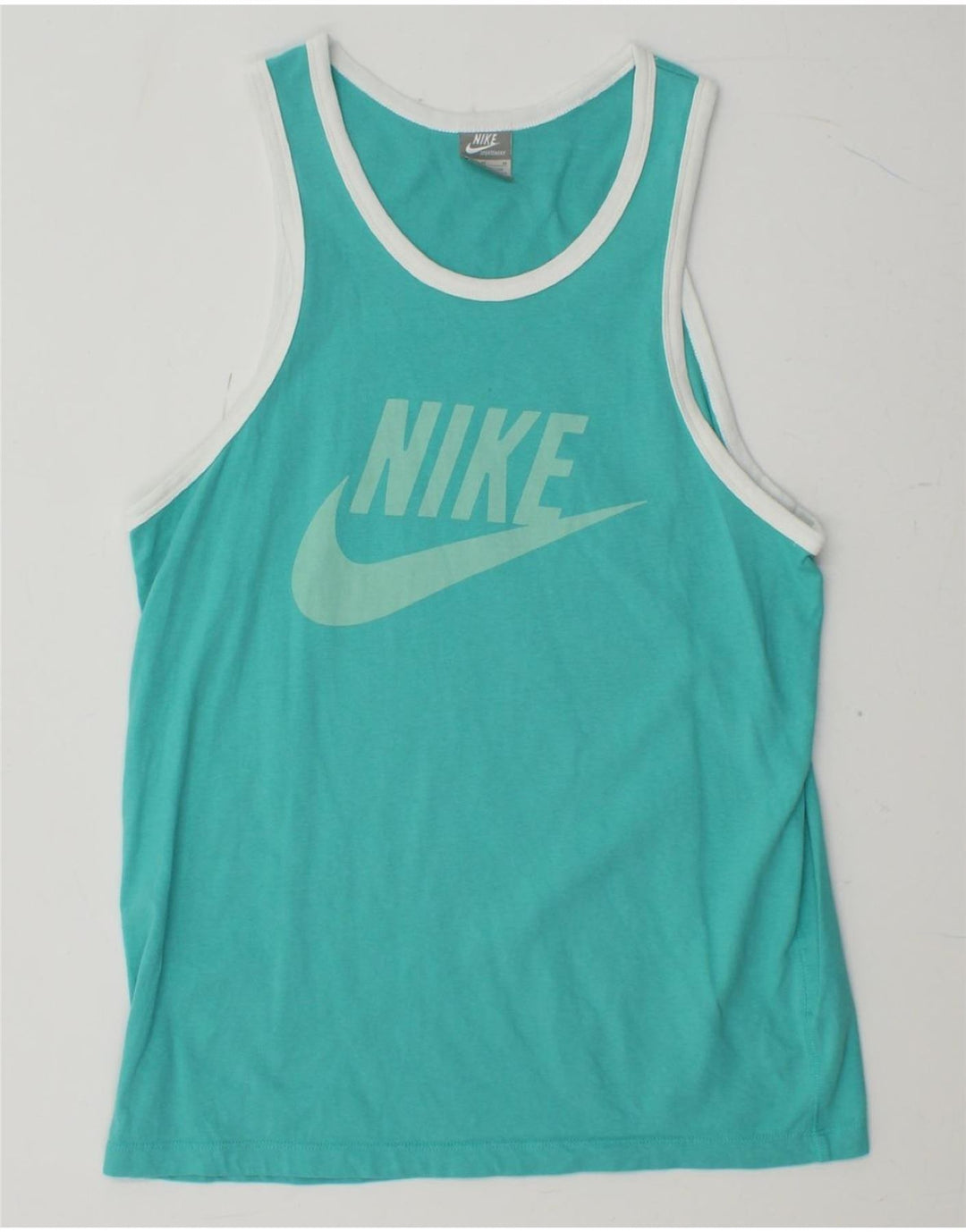 NIKE Mens Graphic Vest Top Medium Turquoise Cotton
