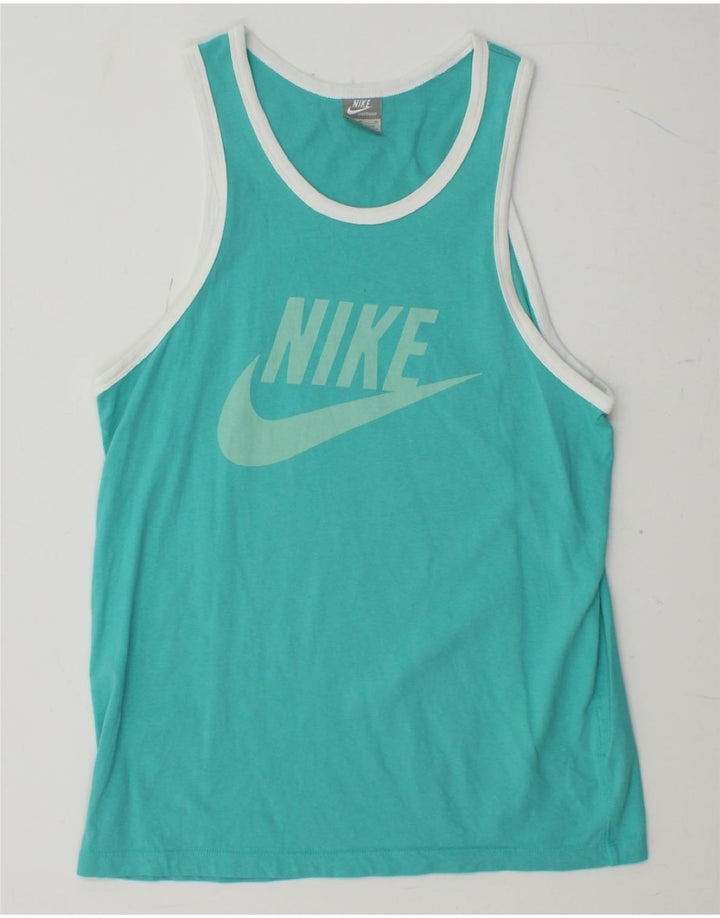 NIKE Mens Graphic Vest Top Medium Turquoise Cotton