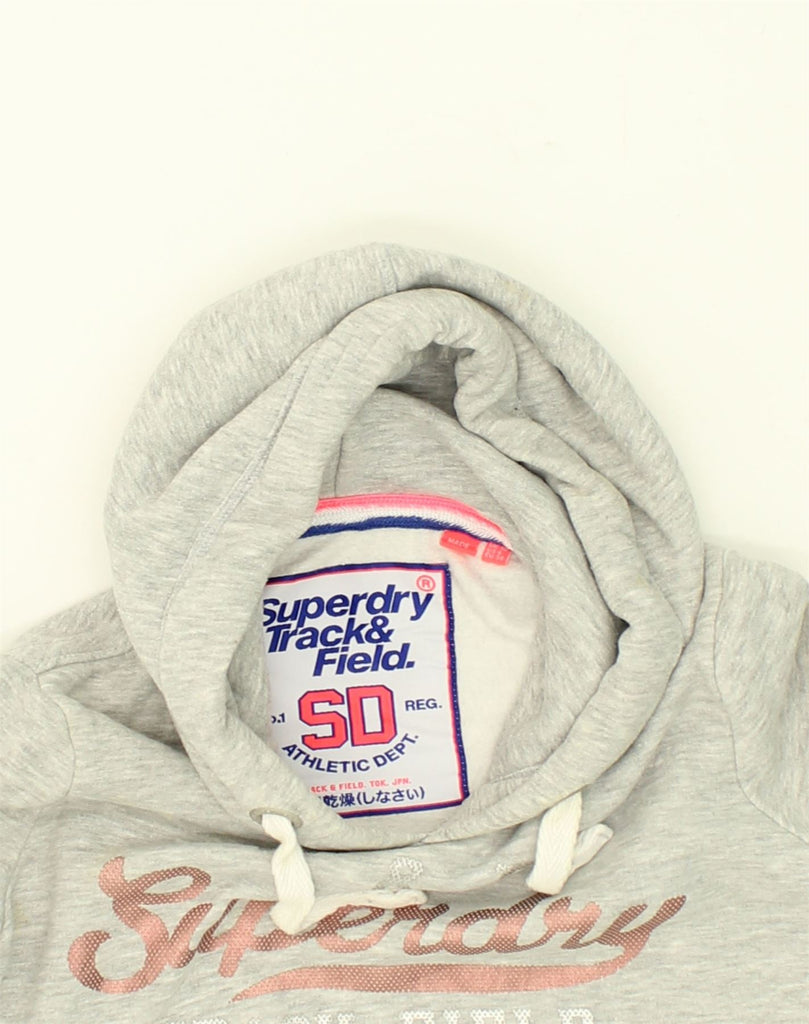 SUPERDRY Womens Graphic Hoodie Jumper UK 10 Small Grey Cotton | Vintage Superdry | Thrift | Second-Hand Superdry | Used Clothing | Messina Hembry 