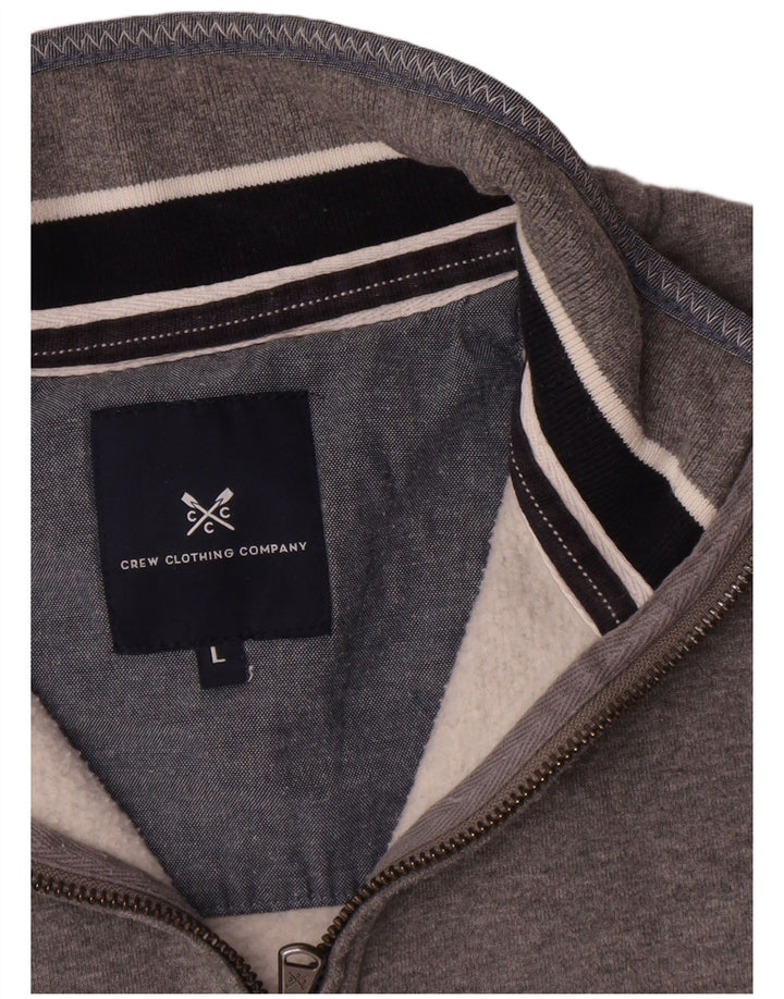 Crew Clothing Mens Zip Neck Sweatshirt Jumper Large Grey Cotton